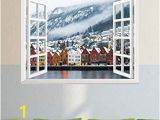 Fake Window Wall Mural Amazon Fashion Wall Sticker Winter View Of Bruges