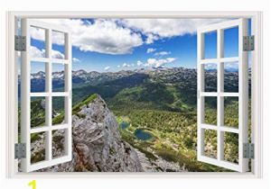 Fake Window Wall Mural Minipoco 3d Full Colour High Definition Nature Scenery False Faux Window Frame Wall Sticker Wallpaper Wall Decals 56x89cm K