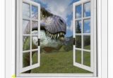 Fake Window Wall Mural T Rex Dinosaur View Mural Fake Window Wall Decal