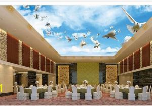 Famous Ceiling Murals Wallpaper 3d Ceiling Blue Sky White Clouds Flying Pigeon Ceiling