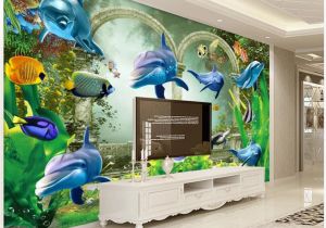 Fantasy Art Wall Murals 3d Wallpaper Custom Murals Wallpapers 3d Fantasy Underwater World Dolphin Mural Beautiful Tv Background Wall Decoration Painting Wallpaper