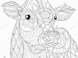 Farm Animal Coloring Pages for Adults Adult Coloring Page Cow Zen Art Style Illustration