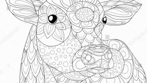 Farm Animal Coloring Pages for Adults Adult Coloring Page Cow Zen Art Style Illustration