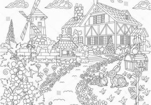 Farm House Coloring Pages Coloring Book Page Of Rural Landscape Farm House Windmill