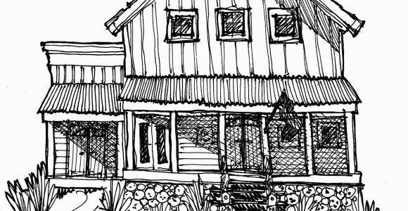 Farm House Coloring Pages My House & Studio In the Country Black Line Drawing Mwoodpen