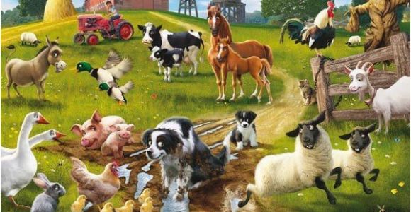 Farm Scene Wall Murals Farmyard Fun Wall Mural