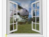 Faux Window Wall Murals T Rex Dinosaur View Mural Fake Window Wall Decal