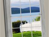 Faux Window Wall Murals White Picket Fence Faux Window Gallery Wrap Canvas Print Fine Wall Art Blue Ocean Water Front Green Grass Sky Trees Mountain View