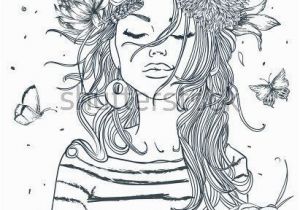 Female Tattoo Coloring Pages Beautiful Portrait Of Woman with Flowers