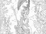 Female Tattoo Coloring Pages Coloring the Anti Stress for Adults Fashionable Girl In A