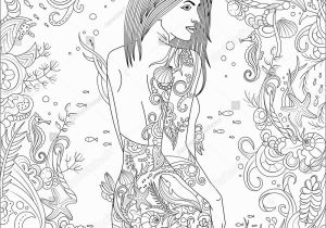 Female Tattoo Coloring Pages Coloring the Anti Stress for Adults Fashionable Girl In A