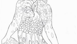 Female Tattoo Coloring Pages Girl with the Peacock Tattoo by Sanieaviantart Free