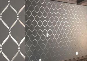 Fence Mural Stencils Modern Masters Silver Metallic Paint Stenciled On Media Room Walls