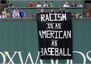 Fenway Park Green Monster Wall Mural Racism is as American as Baseball Fenway Park Fans Sign