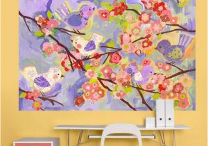 Fine Art Wall Murals Cherry Blossom Bir S Lavender and Coral" by Winborg Sisters