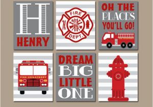 Fire Truck Mural for Wall Fire Truck Wall Art Fire Truck Decor Canvas or Prints