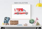 Fire Truck Wall Murals Ambulance Watercolor Print Rescue Printable Emergency Car Wall Art Rescue Truck Print Rescue Vehicle Print Boy Bedroom Wall Art