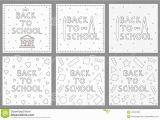 First Week Of School Coloring Pages Back to School Backgrounds Set Coloring Pages Stock Vector