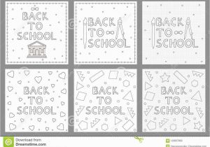 First Week Of School Coloring Pages Back to School Backgrounds Set Coloring Pages Stock Vector