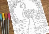 Flamingo Coloring Pages Pdf Flamingo On the Beach Pdf Zentangle Coloring Page therapy Coloring Digital Download Printable Adult Coloring Page