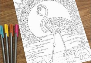 Flamingo Coloring Pages Pdf Flamingo On the Beach Pdf Zentangle Coloring Page therapy Coloring Digital Download Printable Adult Coloring Page