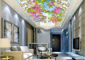 Floor to Ceiling Wall Murals 3d Ceiling Murals Wallpaper Custom European Luxury Flowers Green Leaves Living Room Home Decor 3d Wall Murals for Walls 3 D High Wallpaper Hd