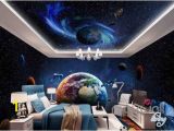 Floor to Ceiling Wall Murals 3d Earth Planets Satellite Universe Entire Room Wallpaper