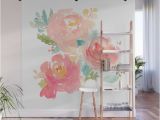 Floral Murals for Walls Watercolor Peonies Summer Bouquet Wall Mural by Junkydot