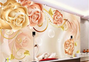 Floral Wall Murals Canada Custom Any Size New Custom 3d Beautiful Golden Rose 3d Tv Wall Mural Wall Papers for Tv Backdrop High Resolution Widescreen Wallpaper High Resolution