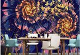 Floral Wall Murals Uk Modern Dreamy Golden butterfly Flower Wall Murals