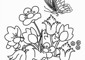 Flower Garden Coloring Pages Printable Flower Garden with butterfly Coloring Page Stock
