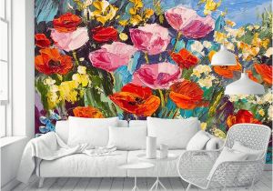 Flower Wall Mural Painting Blazek Removable Oil Painting Field Poppies Flowers 3 92 L