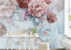 Flower Wall Mural Painting Tropical Plants and Banana Leaves Wallpaper Simple Flowers