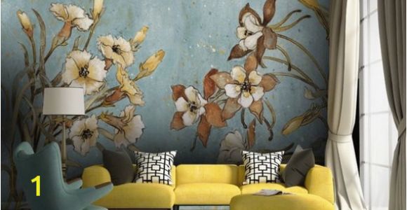 Flower Wall Mural Painting Vintage Floral Wallpaper Retro Flower Wall Mural Watercolor