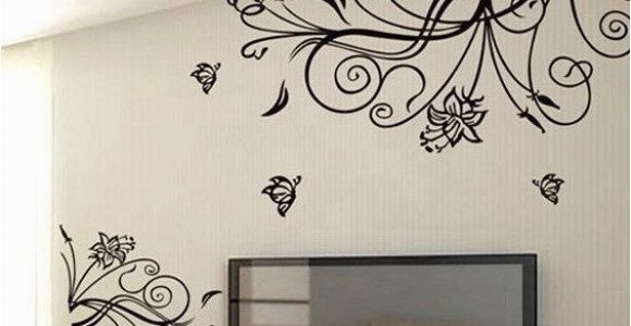 Flower Wall Murals Stickers Wall Decals Flower with butterfly Home Decor