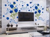 Flower Wall Murals Uk wholesale Blue Flower Mural Rose 3d Wall Stickers Mural