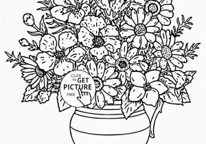 Flowers Coloring Pages Printable Realistic Bouquet Of Flowers In Vase Coloring Page for Kids Flower