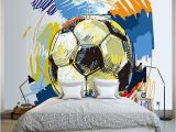 Football Wall Murals for Kids Modern Fashion Hand Painted Graffiti Football Wallpaper Custom Mural