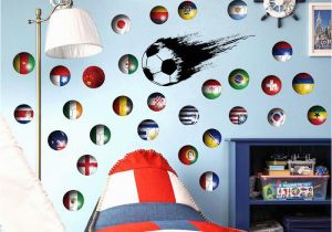 Football Wall Murals for Kids New Diy Multi National Flag Football Wall Stickers Vinyl Eco