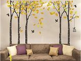 Forest Wall Mural Decal Fymural 5 Trees Wall Decal forest Mural Paper for Bedroom Kid Baby Nursery Vinyl Removable Diy Sticker 103 9×70 9 orange Brown