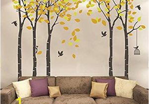 Forest Wall Mural Nursery Fymural 5 Trees Wall Decal forest Mural Paper for Bedroom Kid Baby Nursery Vinyl Removable Diy Sticker 103 9×70 9 orange Brown