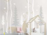 Forest Wall Mural Nursery Woodland Birch Tree Wall Decal Nursery Animals Baby Wall