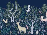 Forest Wall Mural Nursery Woodland forest Wall Mural In Navy