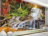 Forest Wall Mural Painting Custom Wallpaper Murals 3d Hd forest Rock Waterfall Graphy Background Wall Painting Living Room sofa Mural Wallpaper Canada 2019 From
