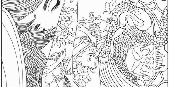 Free Coloring Pages for Adults Printable Hard to Color Body Art Tattoo Colouring Pages Free Samples Dover