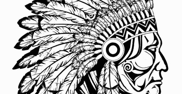 Free Native American Indian Coloring Pages Indian Native Chief Profile Native American Adult