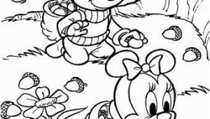 Free Printable Coloring Pages Disney Babies Baby Mickey and Baby Minnie Picking Acorns Free Coloring