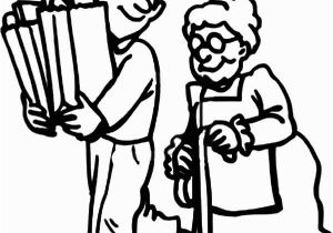 Free Printable Coloring Pages Helping Others Helping Others by Carrying Elderly Groceries Stuff