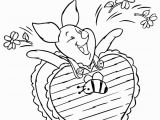 Free Printable Disney Valentine Coloring Pages Piglet Wearing Valentines Day Chocolate Coloring Page