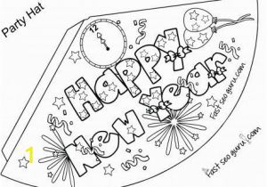 Free Printable New Years Coloring Pages Print Out Happy New Year Party Hat Coloring for Kids